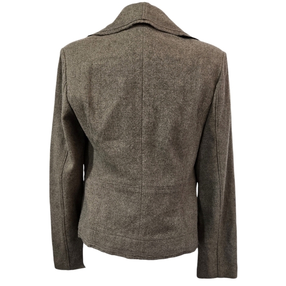 Cabi 361 Kensington Wool Blend Brown Ruffle Collar Blazer Academia Preppy - Picture 2 of 9